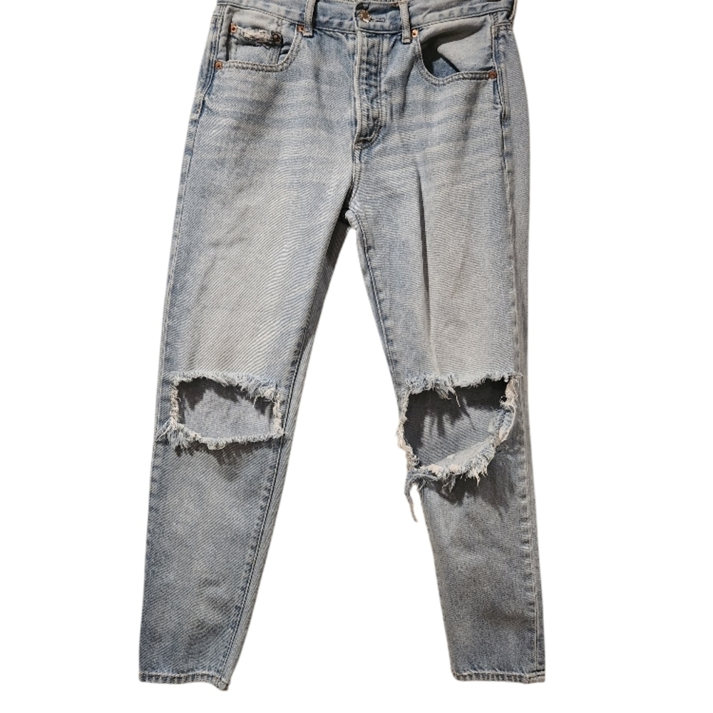 American Eagle Outfitters Blue Distressed Denim Jeans hi rise girlfriend